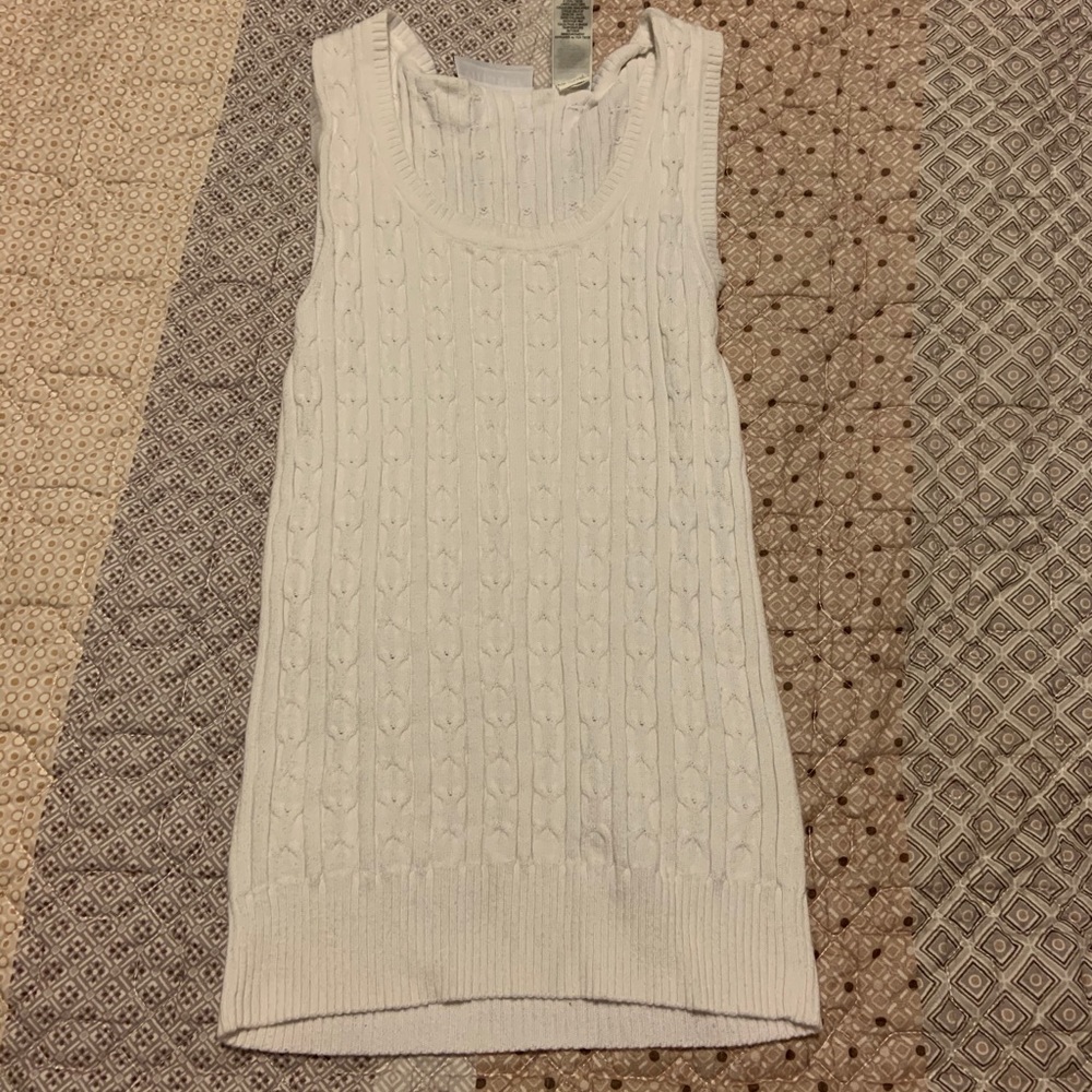 White Villager Knit Sweater Tank Top